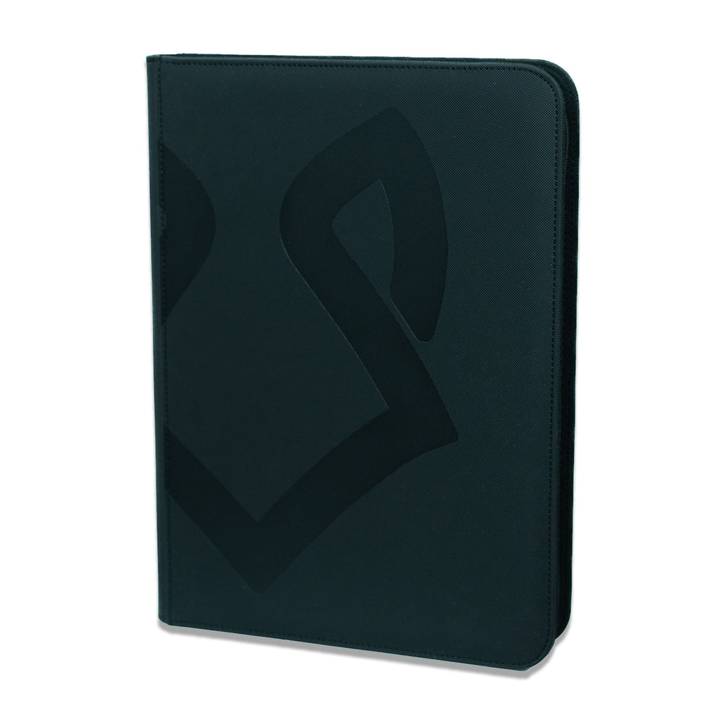 zwarte Luxafox trading card binder frontaal tegen witte achtergrond